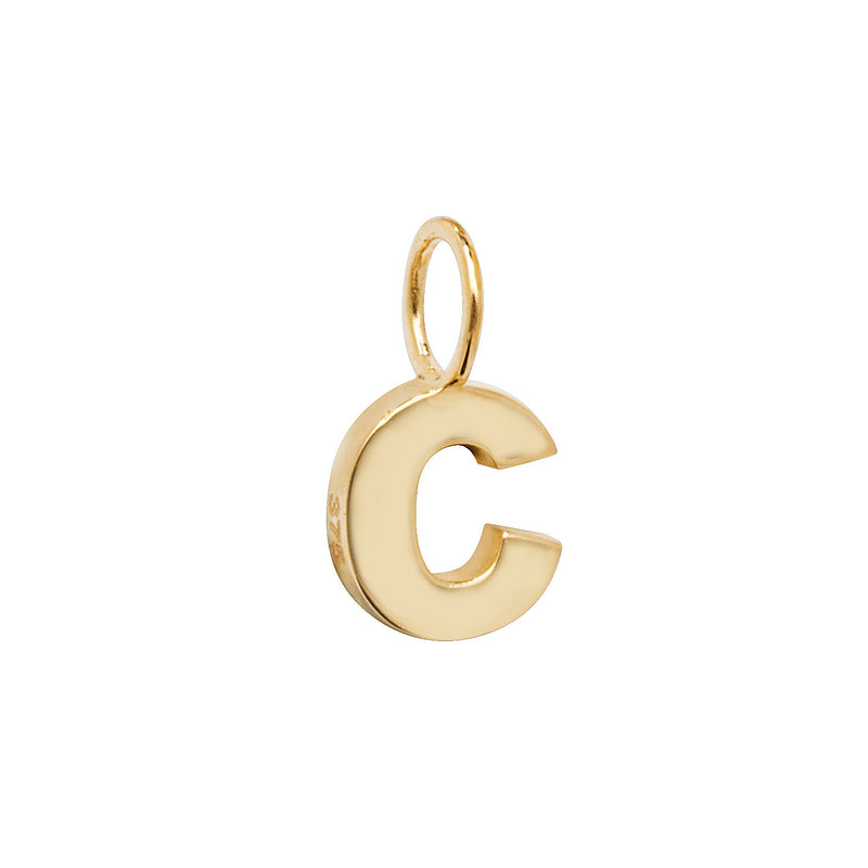 Gold Initial Dainty Charm Pendant