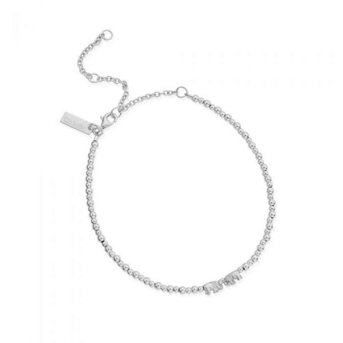 Silver Mini Cute Lucky Elephants Anklet